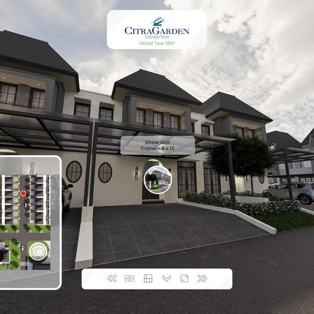 CitraGarden Sidoarjo: Cluster LakeSide - 3D Render Virtual Show Unit 360°